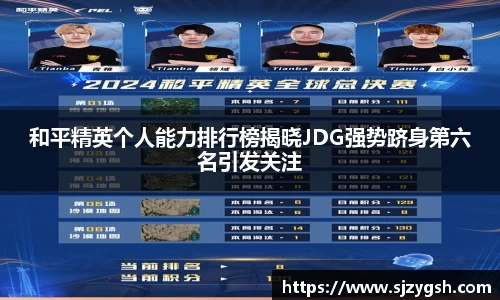 和平精英个人能力排行榜揭晓JDG强势跻身第六名引发关注